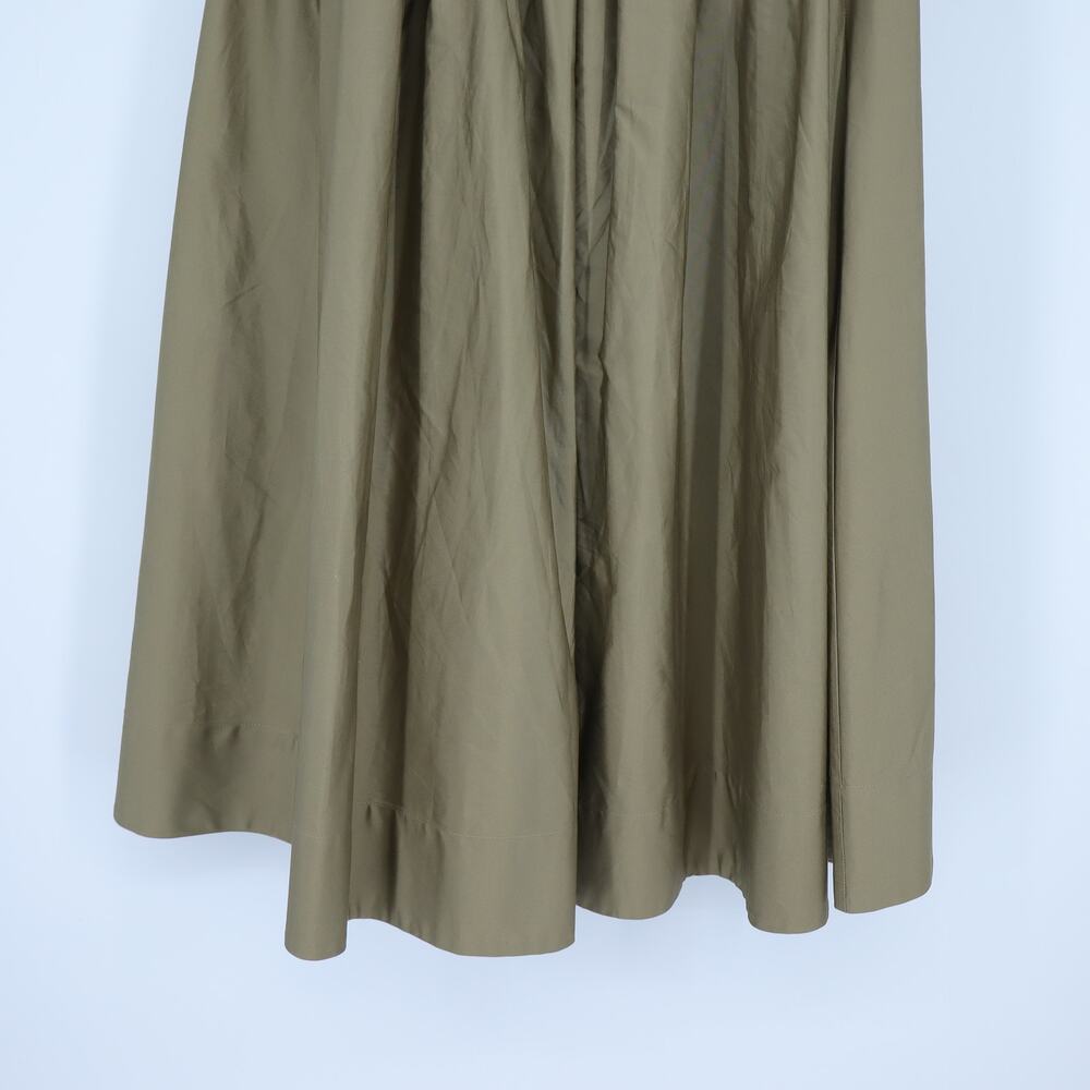 Nordstrom Smocked Cotton Midi Skirt Olive Green A-Line Pull On Women's XS - Picture 6 of 8